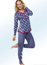 Pyjama met lange mouwen, een knoopsluiting en manchetten IRIS-MULTICOLOR