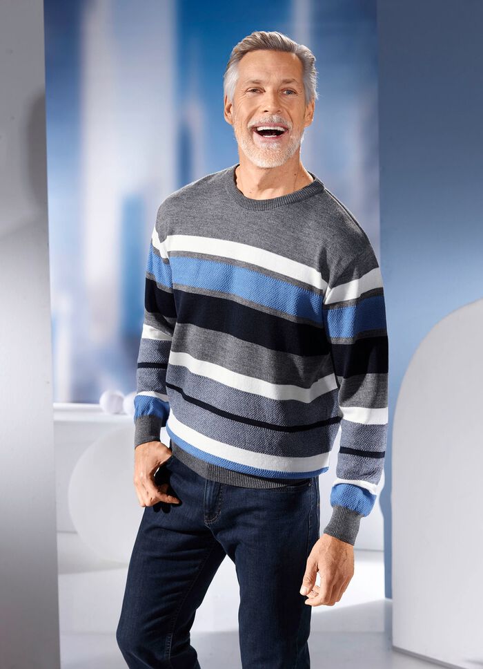 Trui met ronde hals en all-over een structuurmix 