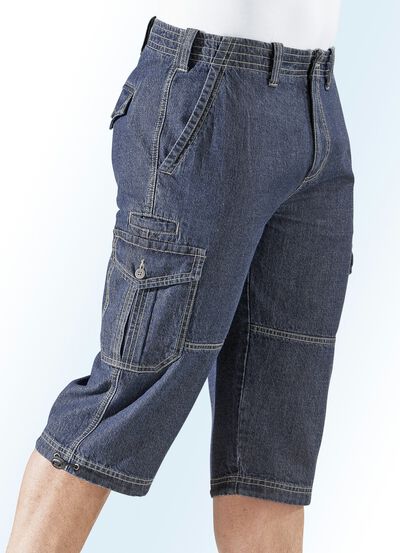 Denim bermudashort met cargozakken in 3 kleuren 