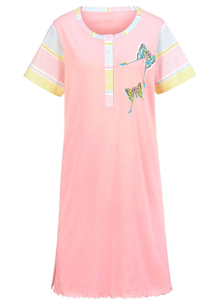 Set van twee nachthemden, met korte mouwen en knoopsluiting 