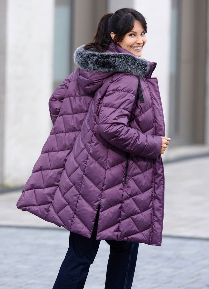 Korte jas met afneembare imitatiebontrand PAARS