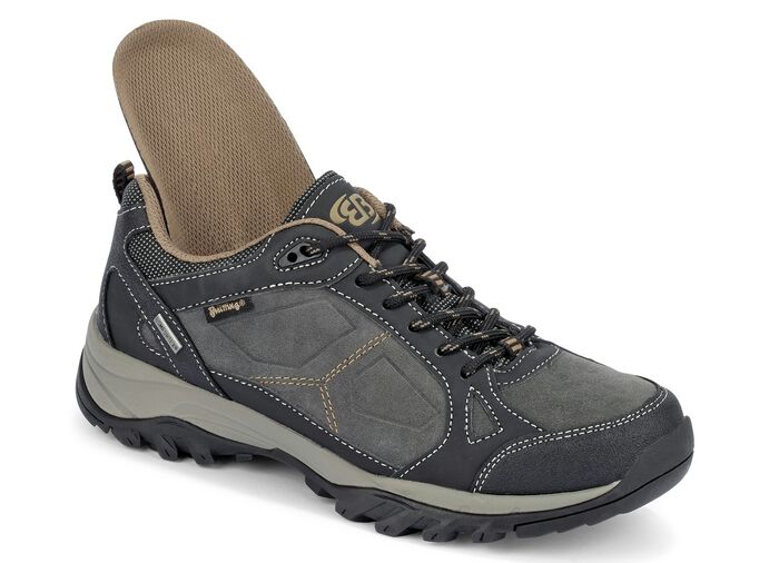 Ademende heren veterschoenen met uitneembaar voetbed GRIJS-ZWART-COGNAC