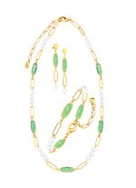 Sieradenset, 3-delig, van messing met kristalstenen 