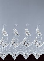 Lange vitrage met plauener kant WIT