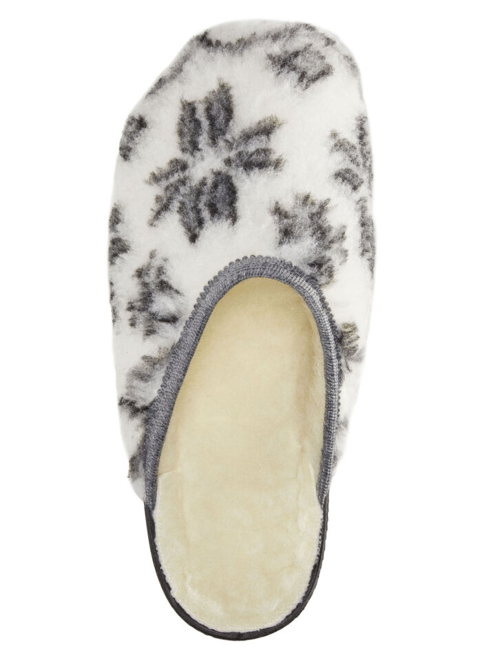 Slippers gemaakt van bedrukt pluche materiaal ECRU-GRIJS