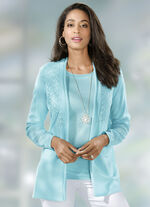 Gebreide twinset met een mix van patronen AQUA