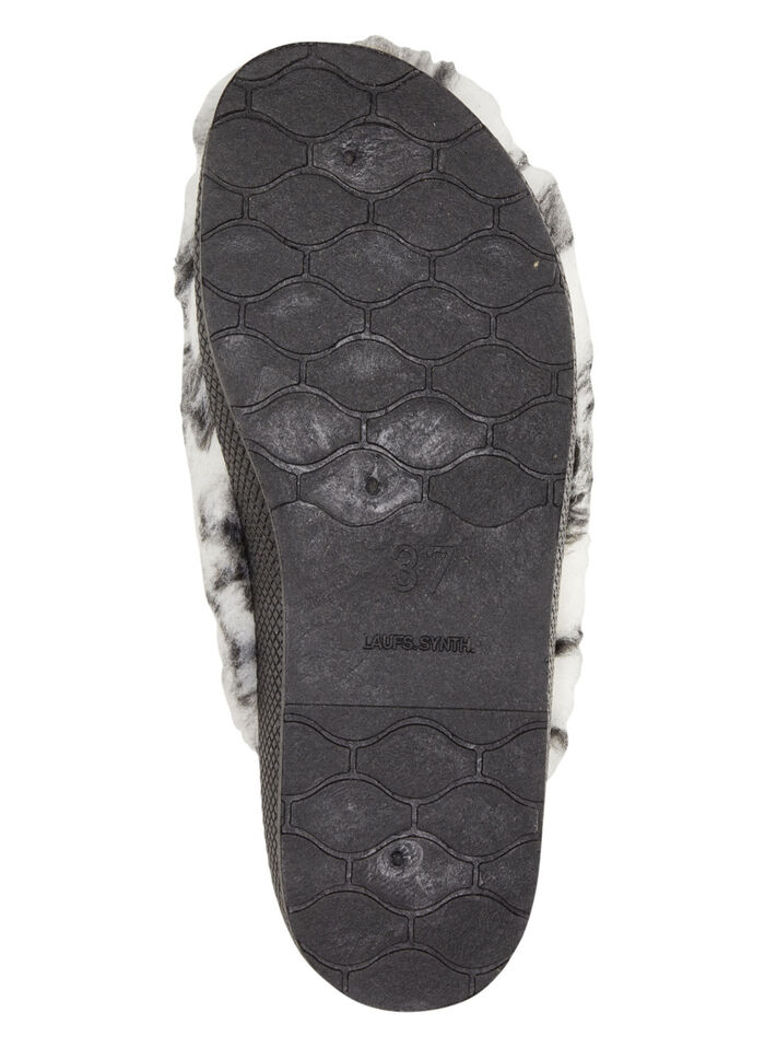 Slippers gemaakt van bedrukt pluche materiaal ECRU-GRIJS