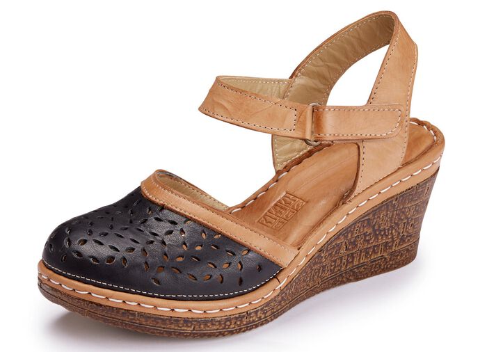 Gemini sandaal van geperforeerd rundnappaleer ZWART