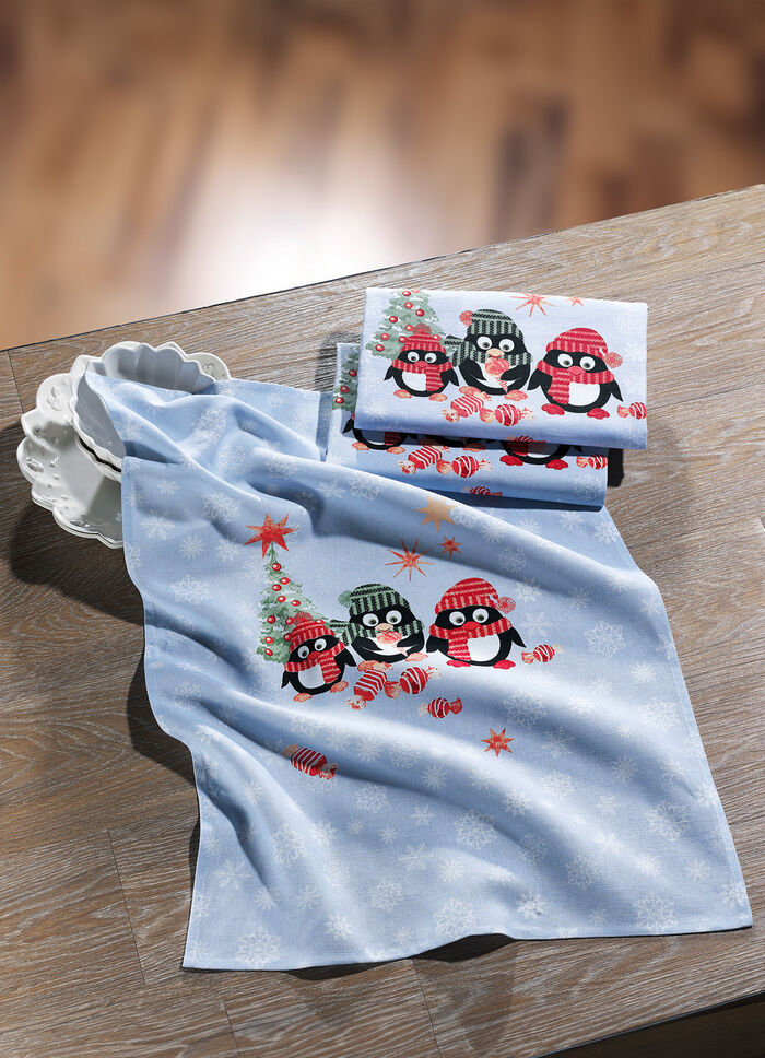 Theedoeken met pingu&iuml;ns, 3 stuks 