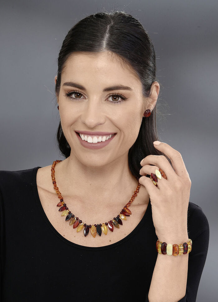 Armband, echte bonte natuurbarnstenen 