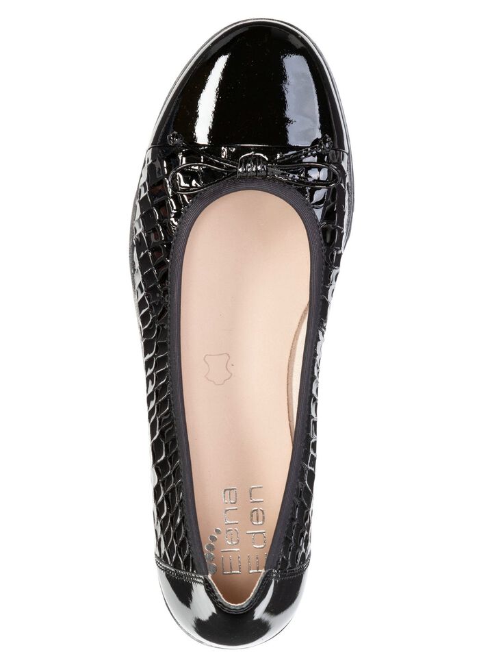 ELENA EDEN, elegante damesballerina's, breedte G, met elastische band ZWART