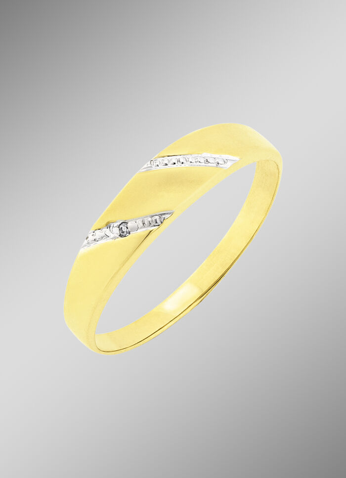 Glanzende en gesatineerde damesring met diamant 