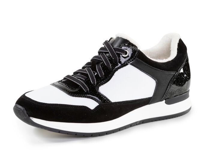 ELENA EDEN sneakers van nappa en suède ZWART-WIT