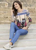 Broek in denimlook JEANSBLAUW