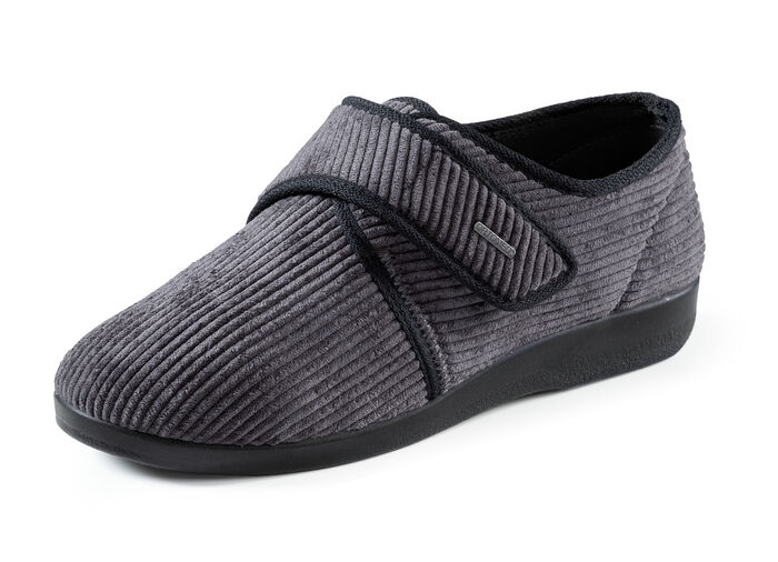 Klassieke herenpantoffels, met klittenbandsluiting ANTHRAZIT