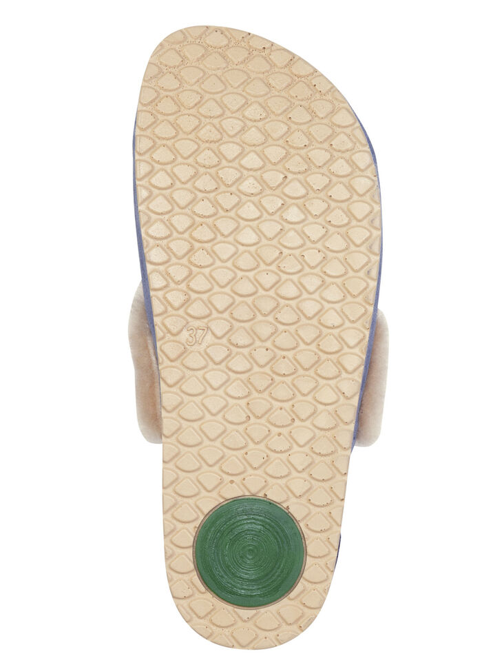 Mubb, warme damespantoffels, breedte H, met lamsvacht JEANS