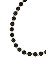 Bolletjeshalsketting in echte onyx en echt goud 