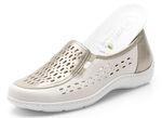 Waldläufer pantoffels met leren massagevoetbed BEIGE-BRONS