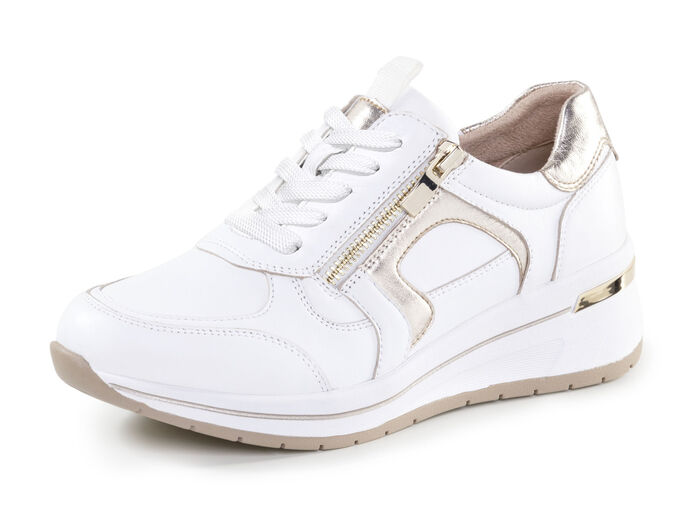 ELENA EDEN, stijlvolle damessneakers, breedte H, met uitneembaar voetbed WEISS-GOLD