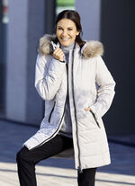 Functionele lange jas met voering van imitatiebont in de capuchon 