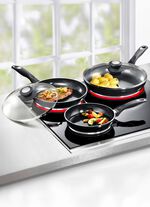 Professionele pannenset van gegoten aluminium, 5-delig, met drievoudige thermische keramische coating 