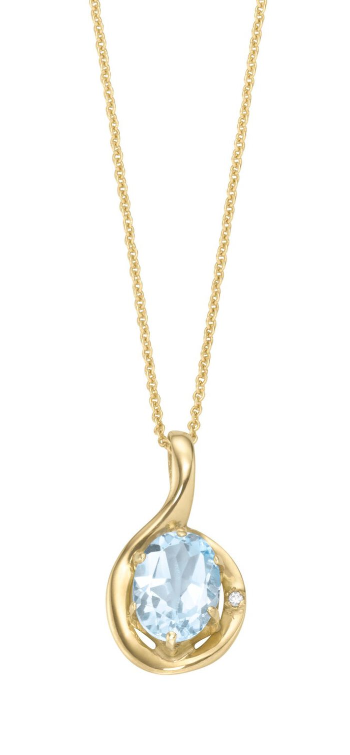 Chique hanger met echte aquamarijn en erwtenketting 