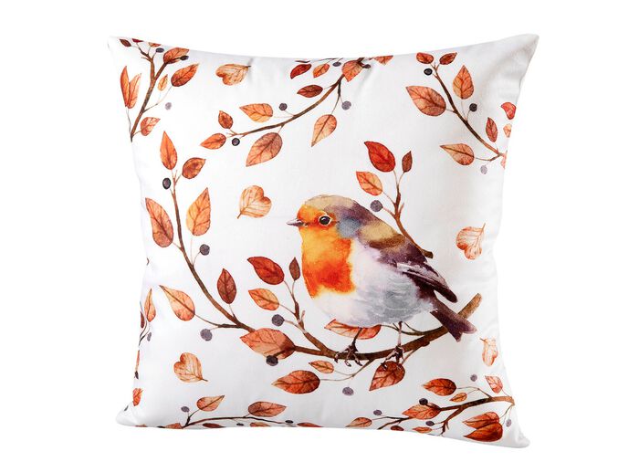 Kussenhoes met vogel op tak motief 