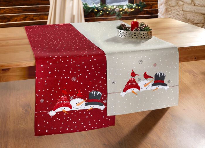 Magische tafel- en kamerdecoratie met sneeuwpopmotieven 