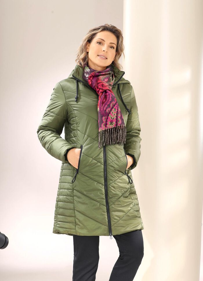 Korte mantel met 2-wegrits KAKI