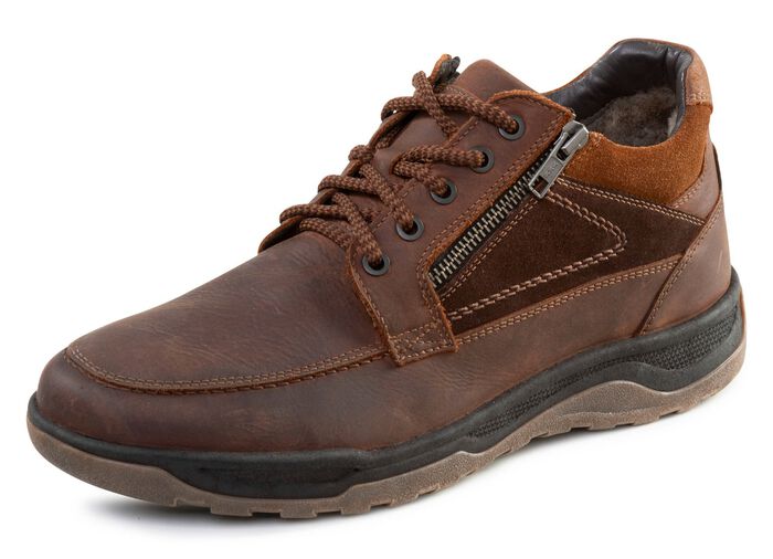 GINO GALANTE, gevoerde herenlaarzen, winterschoenen, met lamsvacht KASTANJE