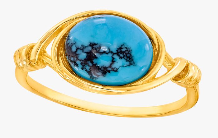 Kostbare unicums: damesring met turkoois, beh. en met matrix 