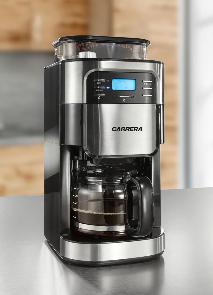Roestvrijstalen koffiemachine "Carrera" Aroma Plus met molen 