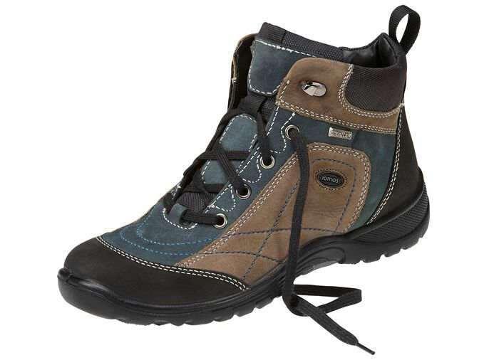 Enkellaarzen met veters in een interessante kleurencombinatie KHAKI-PETROLEUM-ZWART