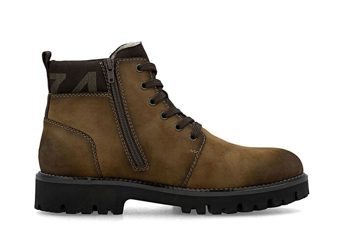Rieker, gevoerde herenlaarzen, winterschoenen, breedte H, met rits COGNAC