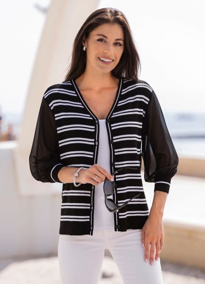 Vest met fijne chiffon mouwen 