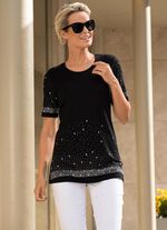 Shirt met zorgvuldig vervaardigde strass-versiering in 2 kleuren 