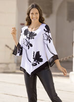 Ponchotuniek met chiffon bies 