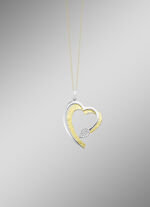 Hartvormige hanger in bicolor met synthetische zirkonia 