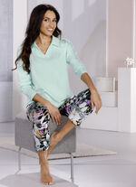 Pyjama met omgeslagen kraag en inkjetprint 