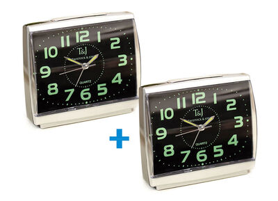Lichtgevende wekker met nauwkeurig quartz uurwerk, set van 2 
