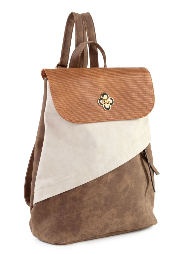 Rugzak met klep en draaisluiting BRAUN-BEIGE
