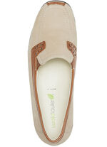 Waldläufer, comfortabele damespantoffels, breedte H, met uitneembaar voetbed BEIGE-COGNAC