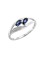 Tijdloze elegantie: damesring met echte saffier en 4 diamanten 