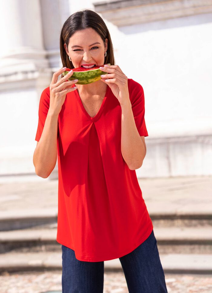 Overhemd met boxplooi in 2 kleuren ROOD