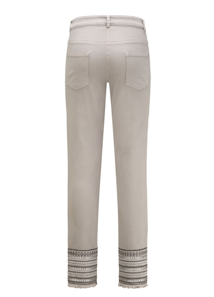 Broek met uitgebreide borduursels in etnische stijl GRIJS