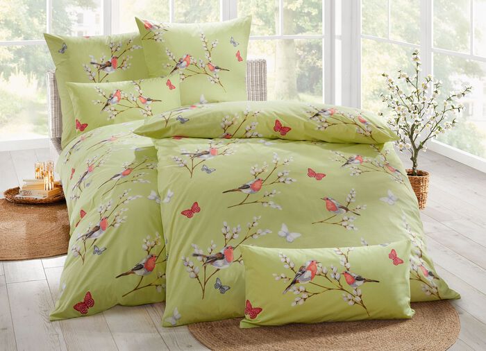 Fijne percale beddengoedset van Florella GRÜN-BUNT