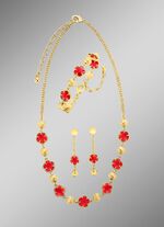 Sieradenset, 3-delig, met bloemmotief 