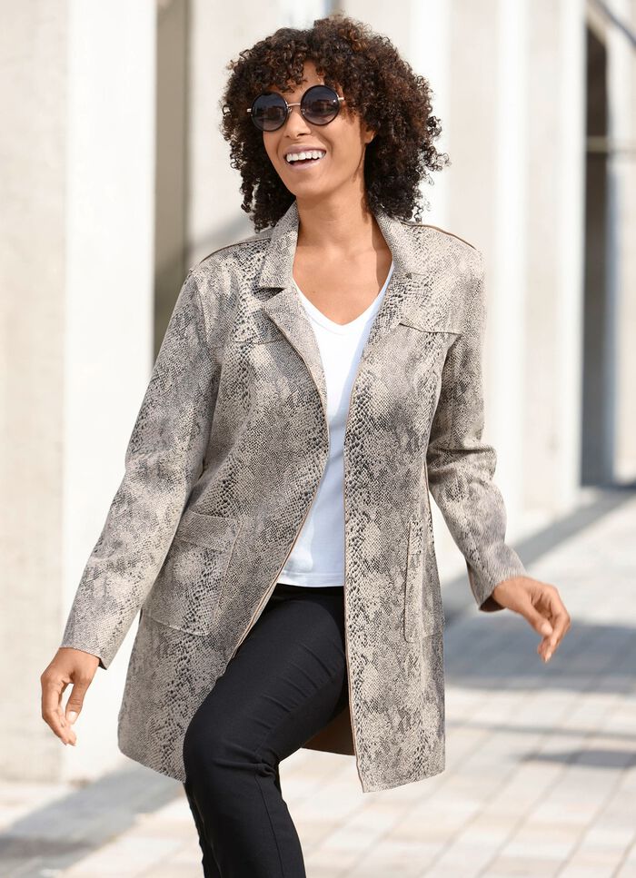 Lange jas met aantrekkelijk reptielmotief 