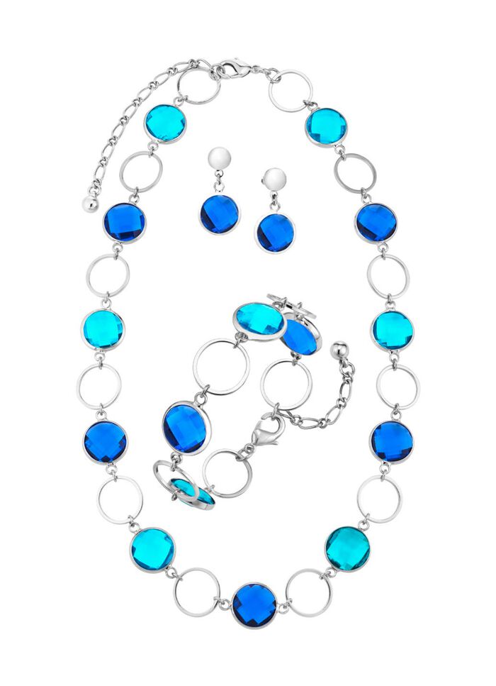 Sieradenset, 3-delig, met kristalstenen 