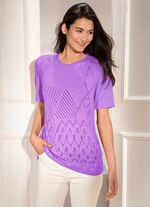 Trui met ajourmix en fijne structuren LAVENDEL